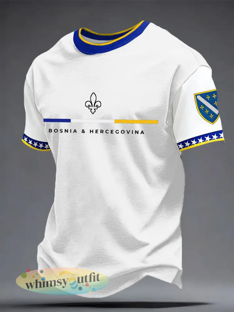 Heren Bosnië ZMAJEVI Voetbal liefhebber bedrukt T-shirt - wit / S