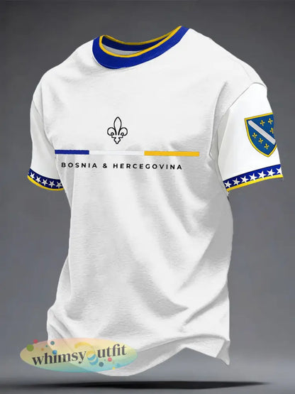Heren Bosnië ZMAJEVI Voetbal liefhebber bedrukt T-shirt - wit / S