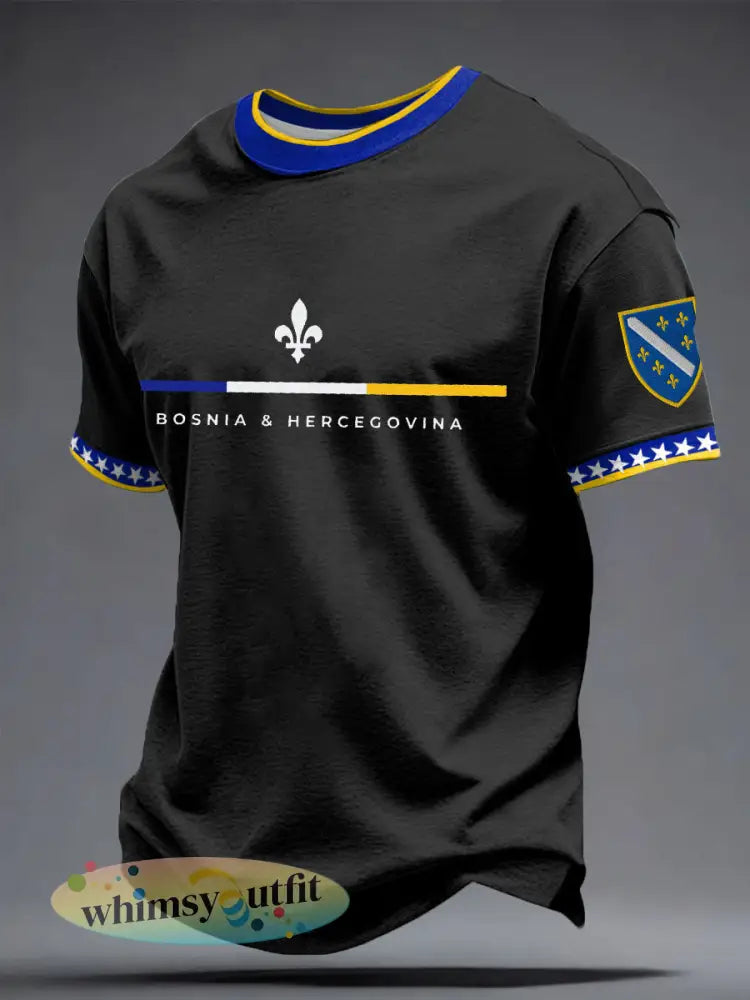 Heren Bosnië ZMAJEVI Voetbal liefhebber bedrukt T-shirt - zwart / S