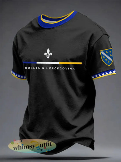 Heren Bosnië ZMAJEVI Voetbal liefhebber bedrukt T-shirt - zwart / S
