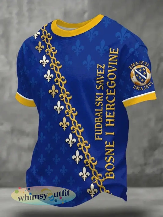 Heren Bosnië ZMAJEVI Voetbal liefhebber Geprint Casual Tops - Blauw / S