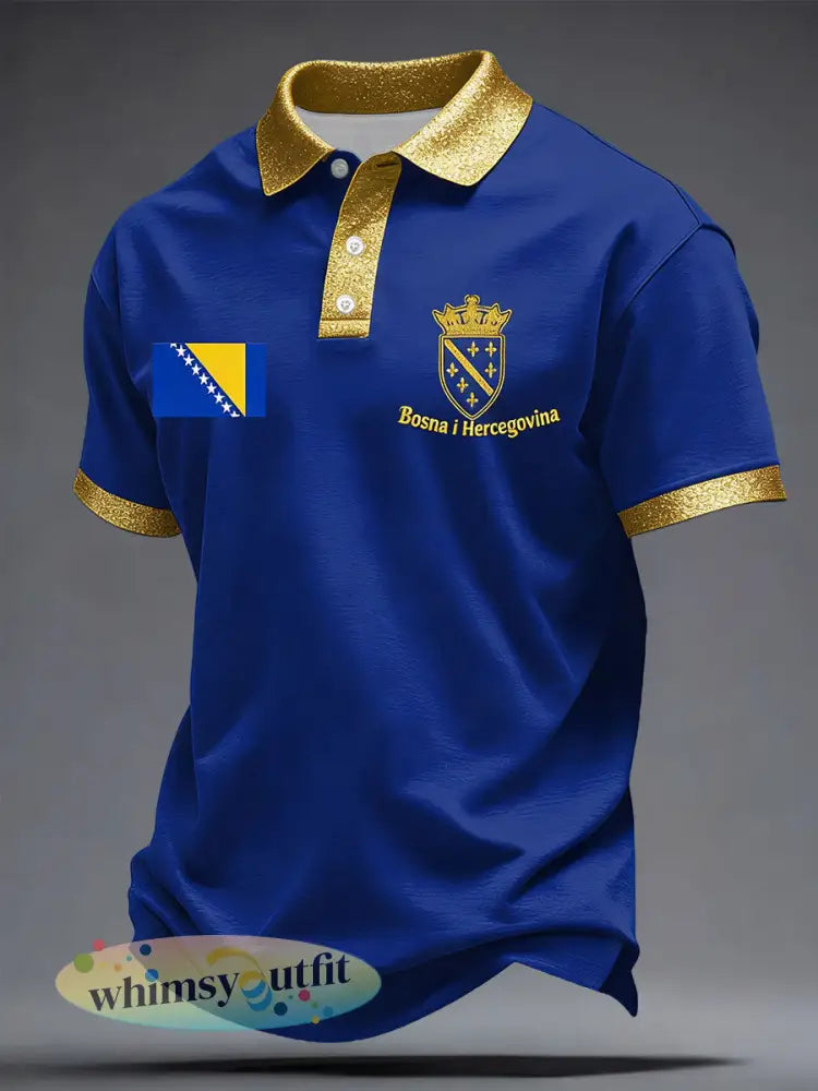 Heren Bosnië ZMAJEVI Voetbal liefhebber Geprint Casual Tops - Blauw / S