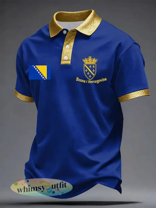 Heren Bosnië ZMAJEVI Voetbal liefhebber Geprint Casual Tops - Blauw / S