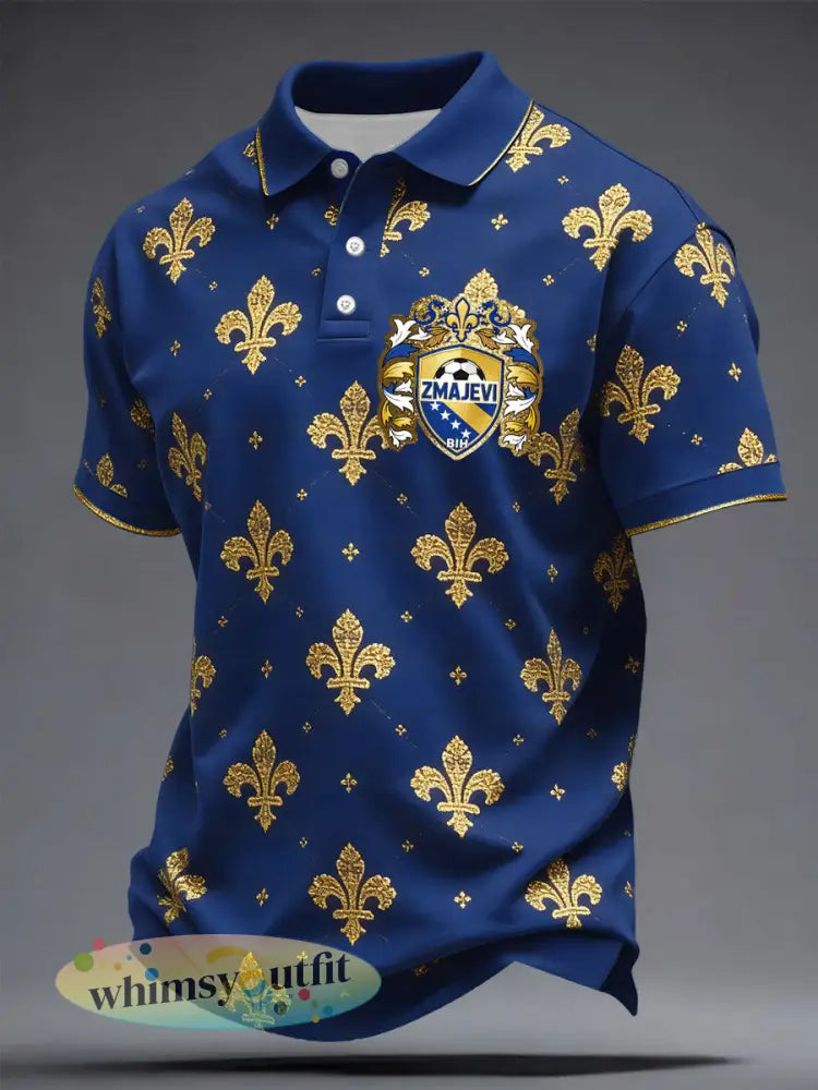 Heren Bosnië ZMAJEVI Voetbal liefhebber Geprint Casual Tops - Blauw / S