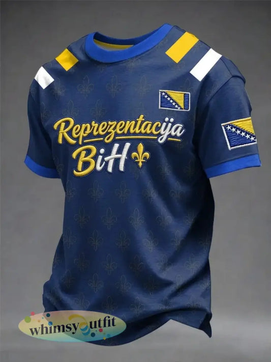 Heren Bosnië ZMAJEVI Voetbal liefhebber Geprint Casual Tops - Blauw / S