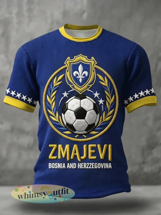 Heren Bosnië ZMAJEVI Voetbal liefhebber Geprint Casual Tops - Blauw / S