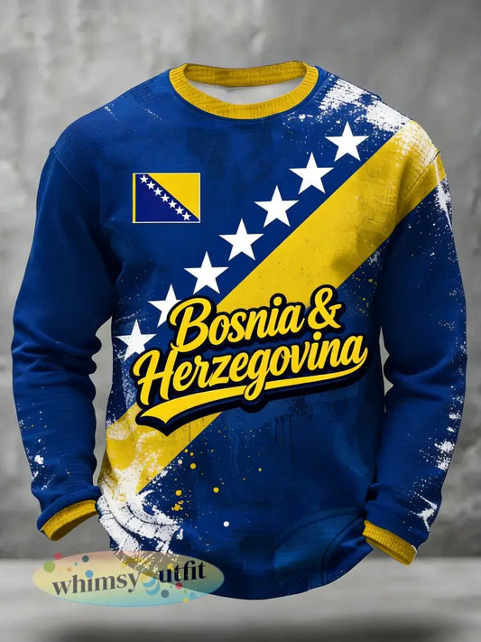 Heren Bosnië ZMAJEVI Voetbal liefhebber Geprint Wafeltops - Blauw / S