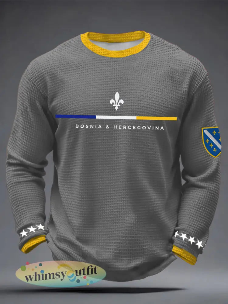 Heren Bosnië ZMAJEVI Voetbal liefhebber Geprint Wafeltops - lichtgrijs / S