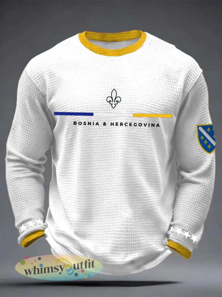 Heren Bosnië ZMAJEVI Voetbal liefhebber Geprint Wafeltops - wit / S