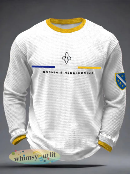 Heren Bosnië ZMAJEVI Voetbal liefhebber Geprint Wafeltops - wit / S