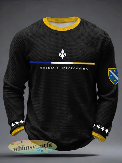 Heren Bosnië ZMAJEVI Voetbal liefhebber Geprint Wafeltops - zwart / S