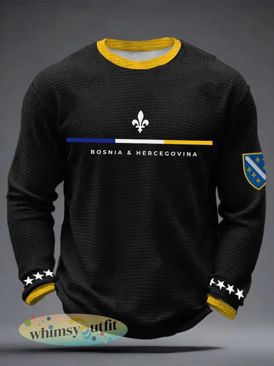 Heren Bosnië ZMAJEVI Voetbal liefhebber Geprint Wafeltops - zwart / S
