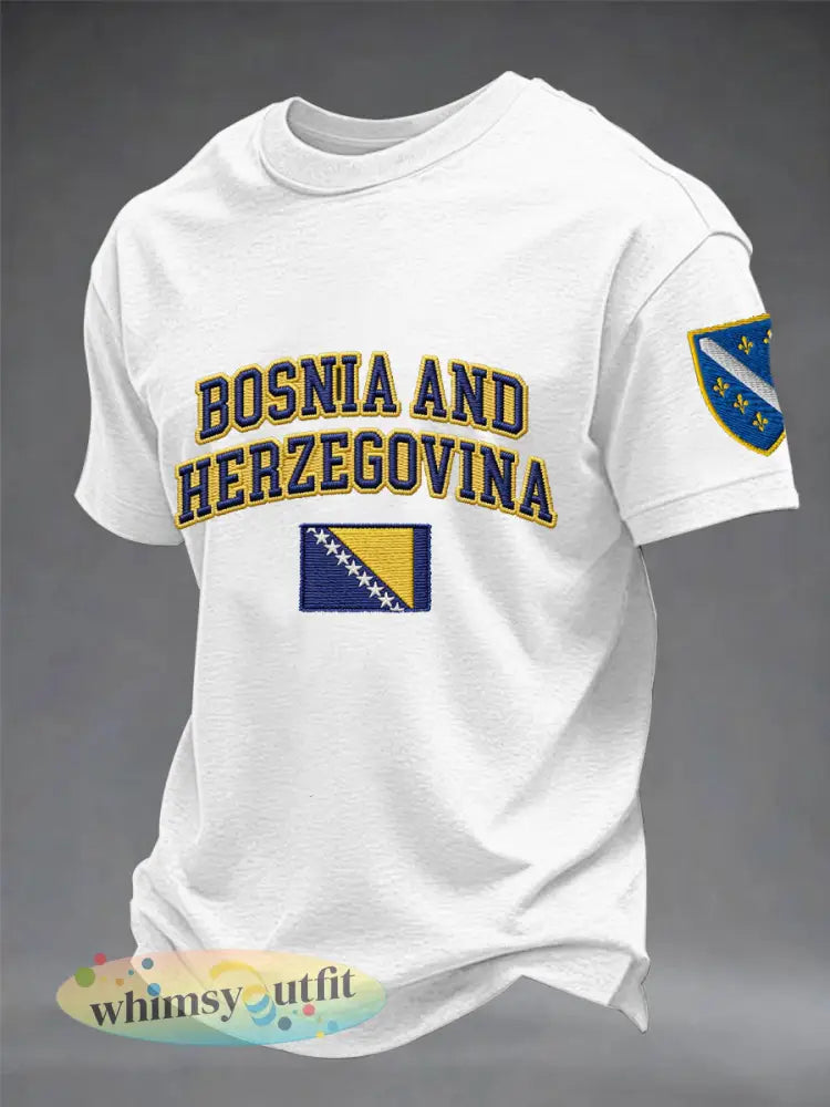 Heren Bosnië ZMAJEVI Voetballiefhebbers Gedrukt imitatie katoenen T-shirt met korte mouwen - Wit / S