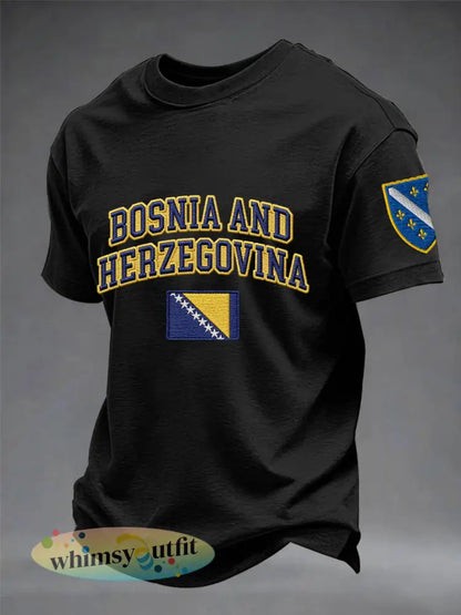 Heren Bosnië ZMAJEVI Voetballiefhebbers Gedrukt imitatie katoenen T-shirt met korte mouwen - Zwart / S