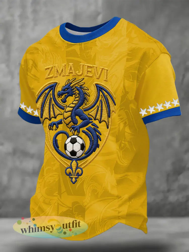 Heren Bosnië ZMAJEVI Voetballiefhebbers Gedrukt T-shirt - Geel / S
