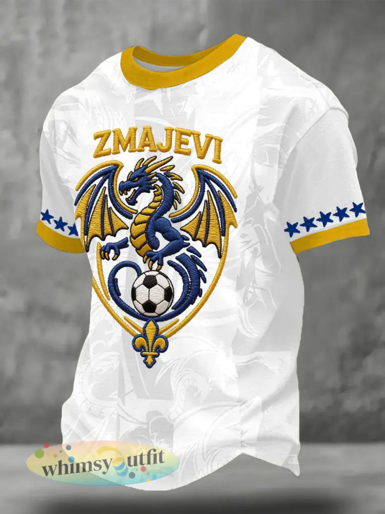 Heren Bosnië ZMAJEVI Voetballiefhebbers Gedrukt T-shirt - Wit / S