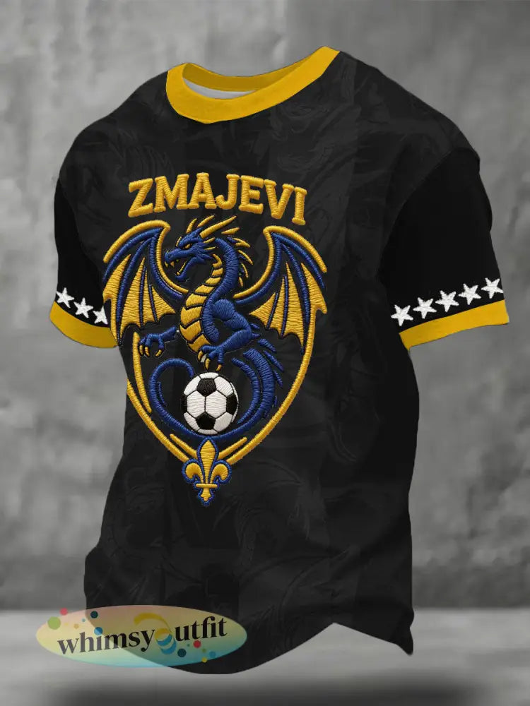 Heren Bosnië ZMAJEVI Voetballiefhebbers Gedrukt T-shirt - Zwart / S