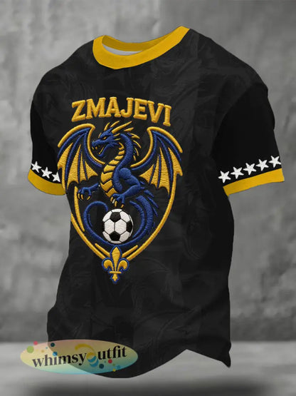 Heren Bosnië ZMAJEVI Voetballiefhebbers Gedrukt T-shirt - Zwart / S