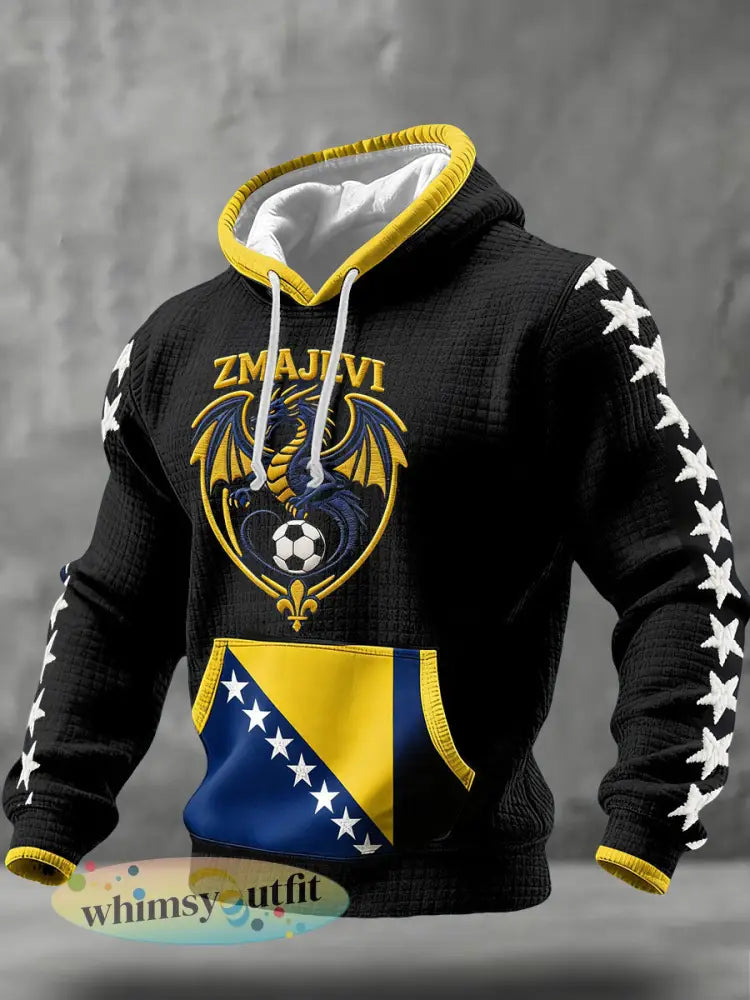 Heren Bosnië ZMAJEVI Voetballover Geprinte Hoodie - Zwart / S