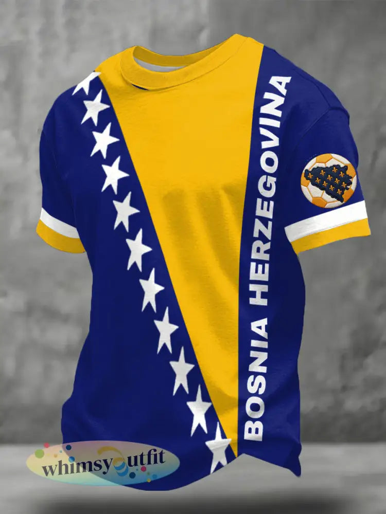 Heren Bosno ZMAJEVI Football Lover Gedrukt T-shirt - Blauw / S