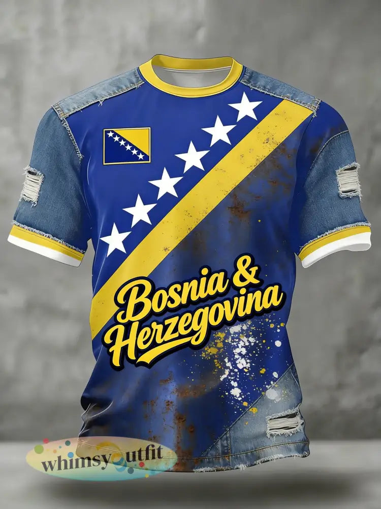 Heren Bosno ZMAJEVI Voetballover Geprint T-shirt - Blauw / S