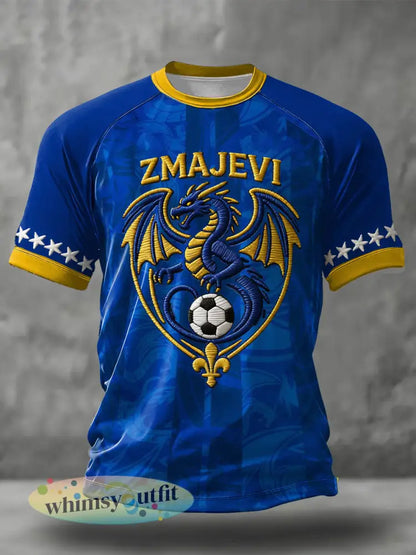 Heren Bosno ZMAJEVI Voetballover Geprint T-shirt - Blauw / S