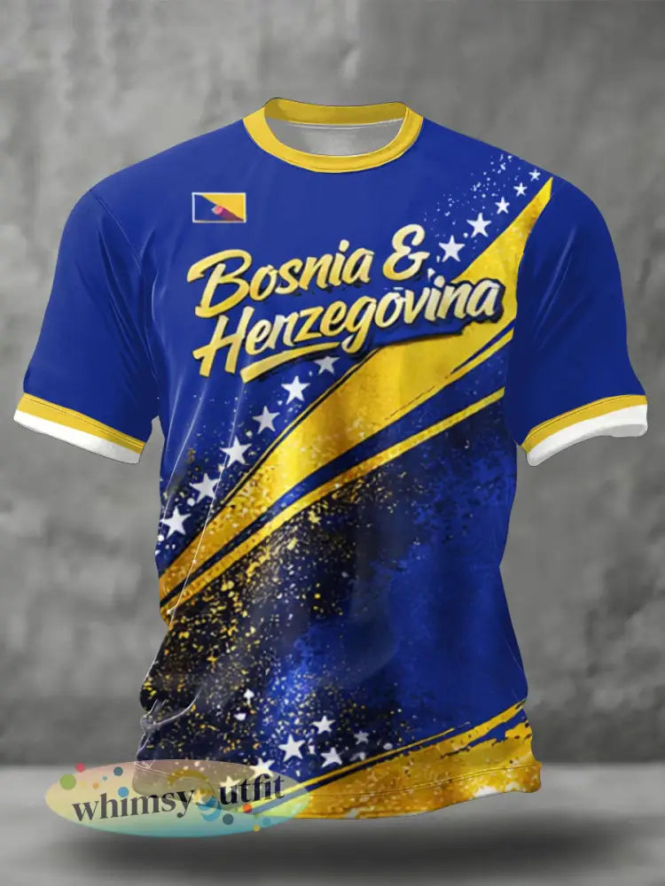 Heren Bosno ZMAJEVI Voetballover Geprint T-shirt - Blauw / S