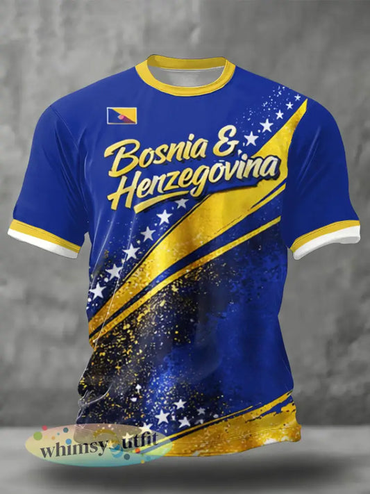 Heren Bosno ZMAJEVI Voetballover Geprint T-shirt - Blauw / S