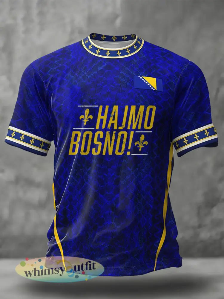Heren Bosno ZMAJEVI Voetballover Geprint T-shirt - Blauw / S