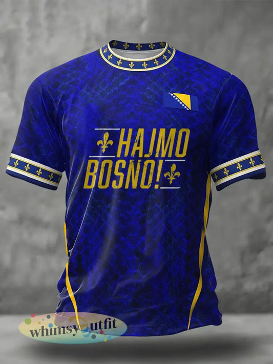 Heren Bosno ZMAJEVI Voetballover Geprint T-shirt - Blauw / S