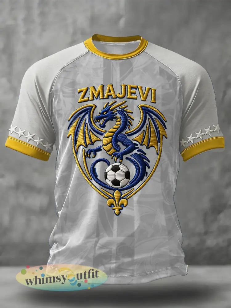 Heren Bosno ZMAJEVI Voetballover Geprint T-shirt - Lichtgrijs / S