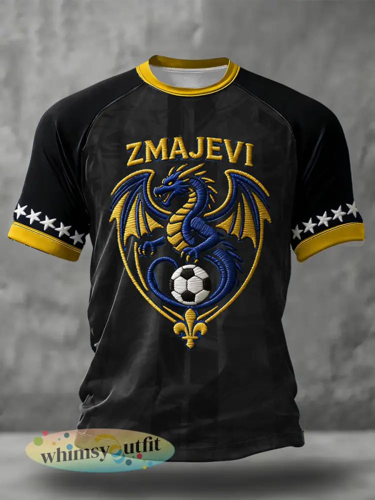Heren Bosno ZMAJEVI Voetballover Geprint T-shirt - Zwart / S