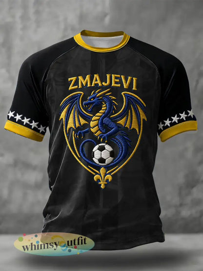 Heren Bosno ZMAJEVI Voetballover Geprint T-shirt - Zwart / S