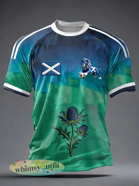 Heren Britse voetbalfan Schotland bedrukt t-shirt met korte mouwen - als foto / S