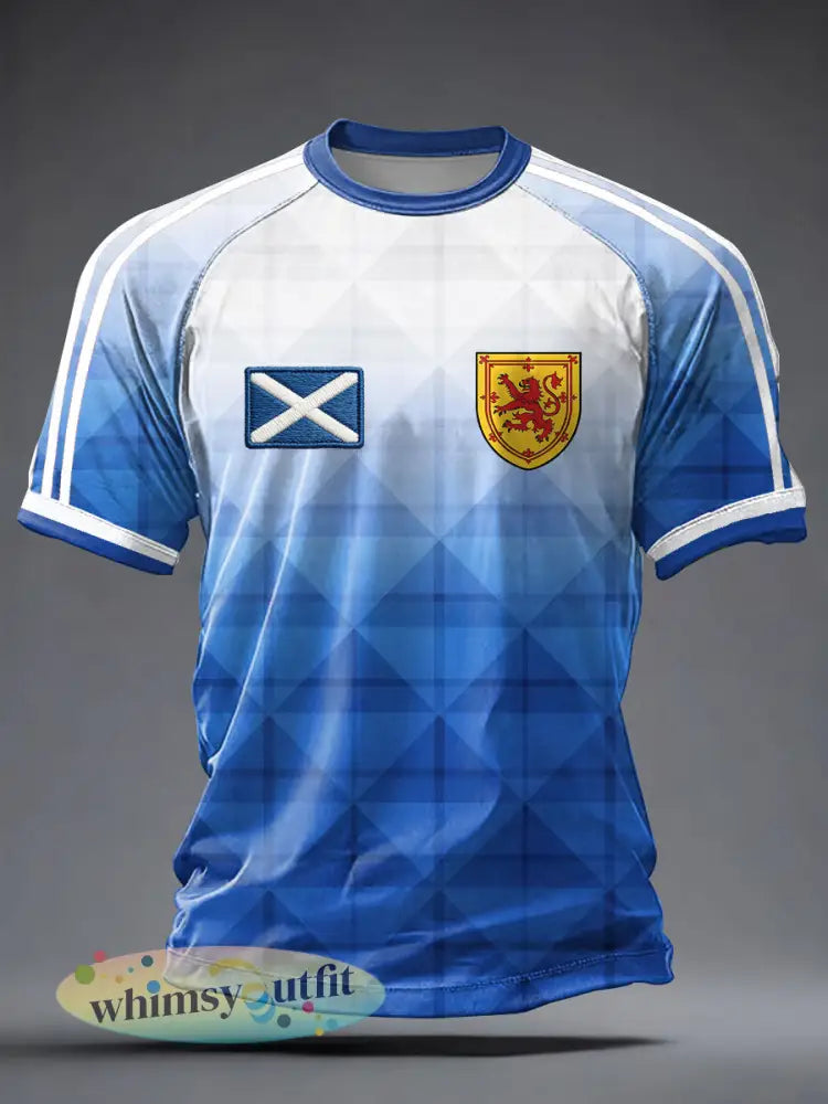 Heren Britse voetbalfan Schotland bedrukt t-shirt met korte mouwen - als foto / S