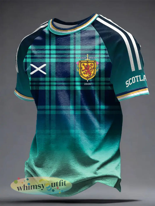 Heren Britse voetbalfan Schotland bedrukt t-shirt met korte mouwen - als foto / S