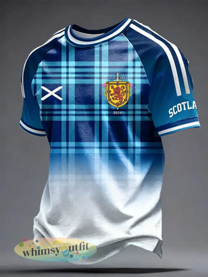 Heren Britse voetbalfan Schotland bedrukt t-shirt met korte mouwen - blauw / S