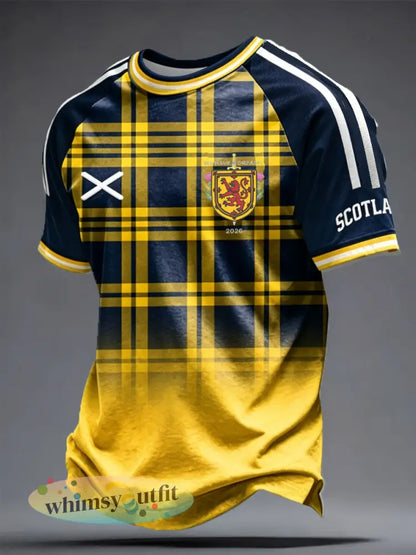Heren Britse voetbalfan Schotland bedrukt t-shirt met korte mouwen - geel / S