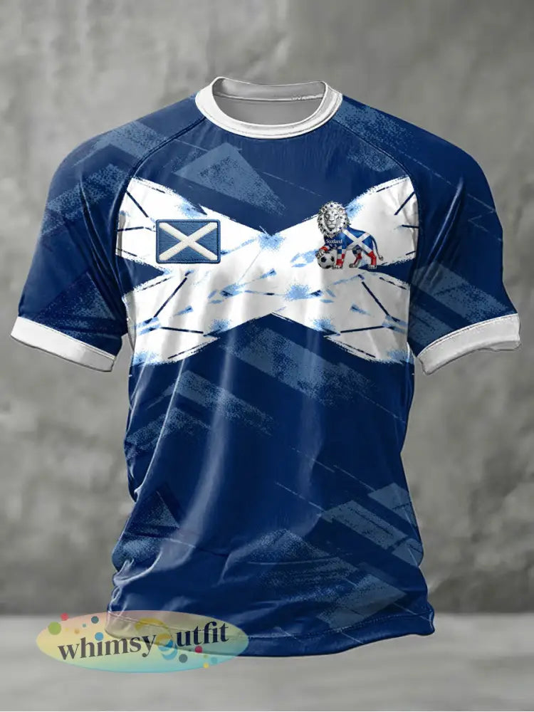 Heren Britse voetbalfan Schotland bedrukt t-shirt met korte mouwen - Marineblauw / S