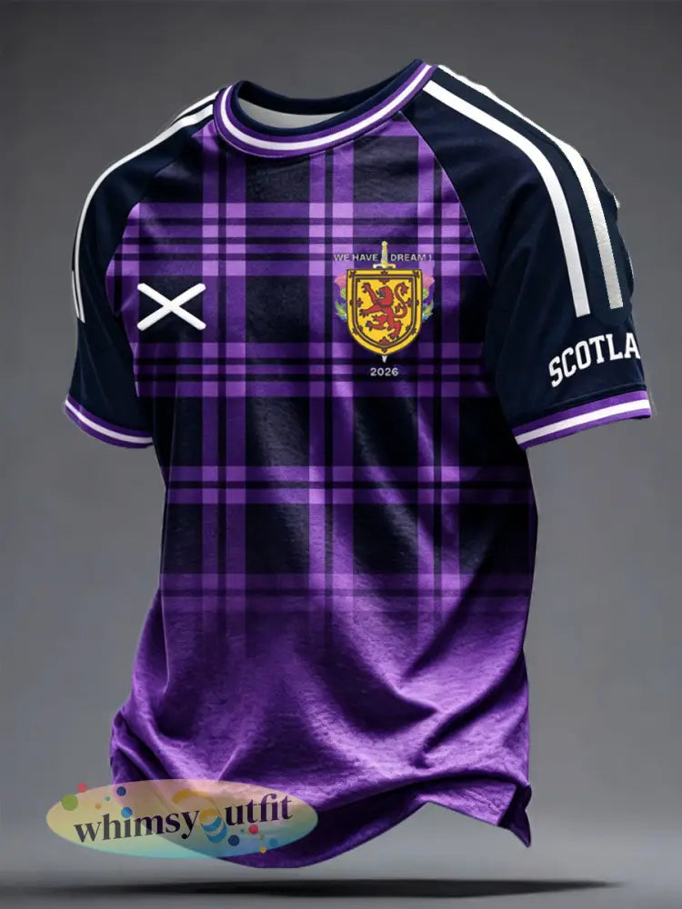 Heren Britse voetbalfan Schotland bedrukt t-shirt met korte mouwen - paars / S