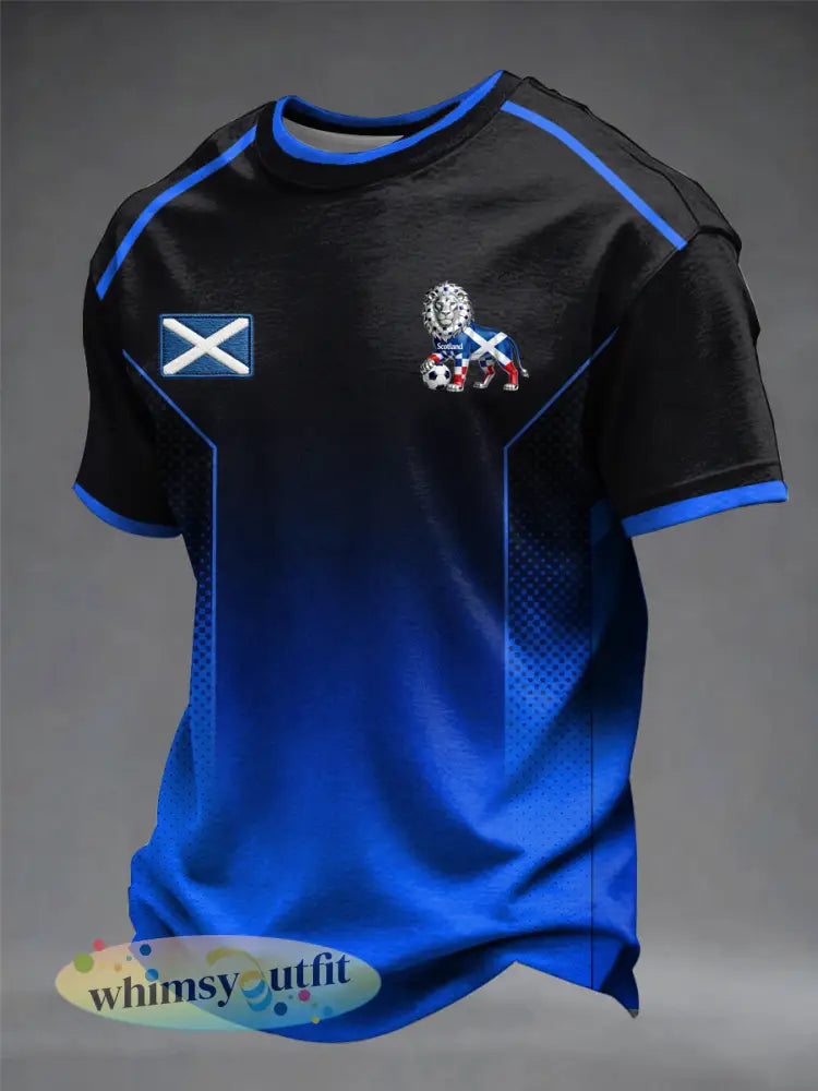 Heren Britse voetballiefhebber Schotland bedrukt t-shirt met korte mouwen - als foto / S