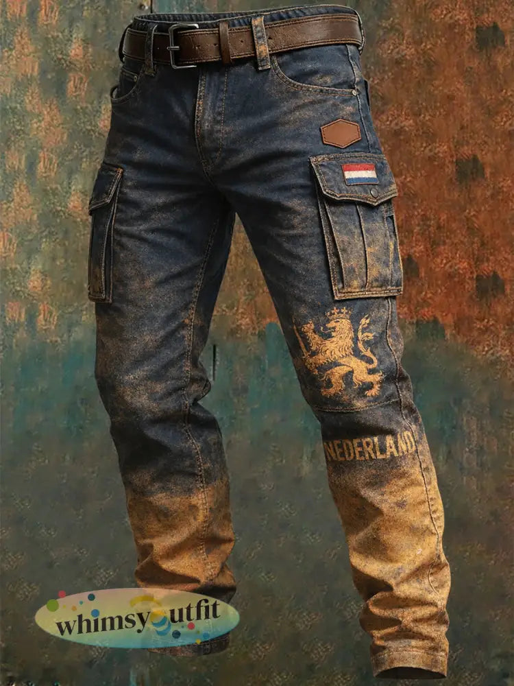 Heren Broek met Koningsdagprint voor vrijetijdsgebruik - A / S