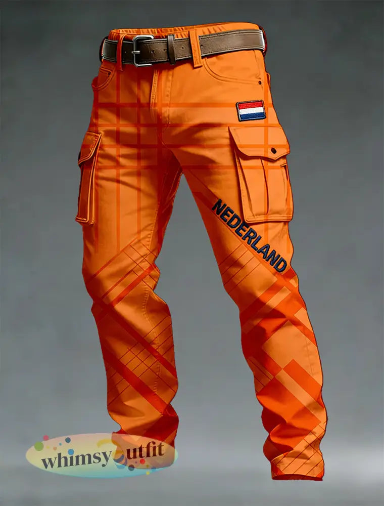 Heren Broek met Koningsdagprint voor vrijetijdsgebruik - A / S