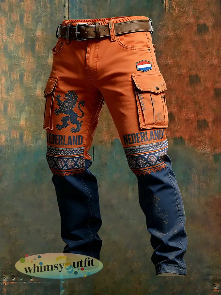 Heren Broek met Koningsdagprint voor vrijetijdsgebruik - A / S