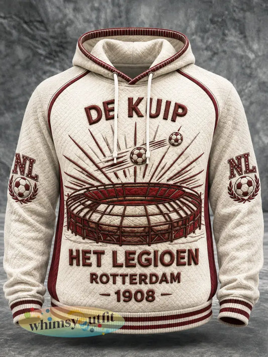 Heren-Derby Eredivisie Feyenoord-voetbalprint casual sweatshirt met capuchon - Beige / S