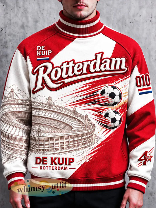 Heren Feyenoord-voetbalprint casual sweatshirt met hoge hals - Veelkleurig / S