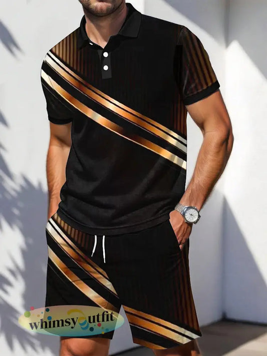 Heren Geometrische Art Print Casual Tweedelig Set - als foto / S