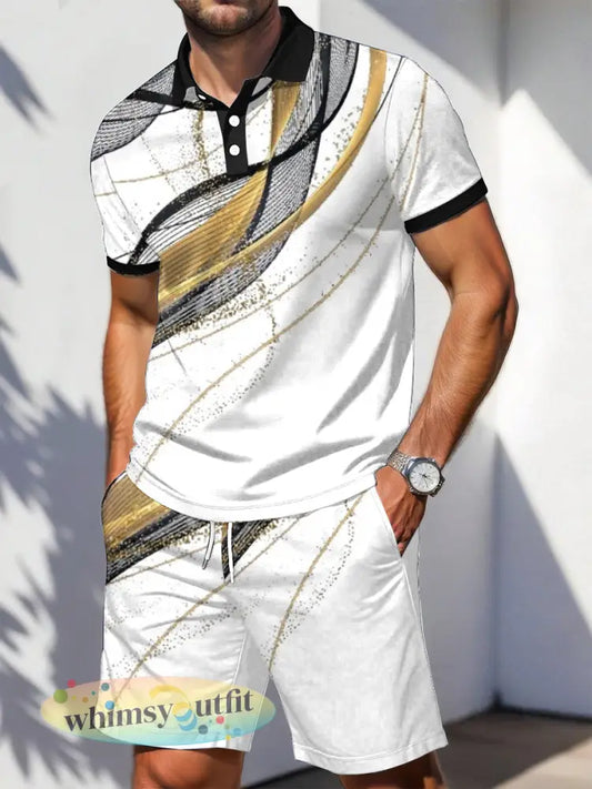 Heren Geometrische Art Print Casual Tweedelig Set - als foto / S