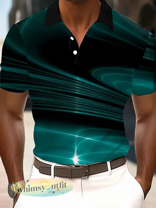 Heren Geometrische kunstprint Casual top met korte mouwen - als foto / S
