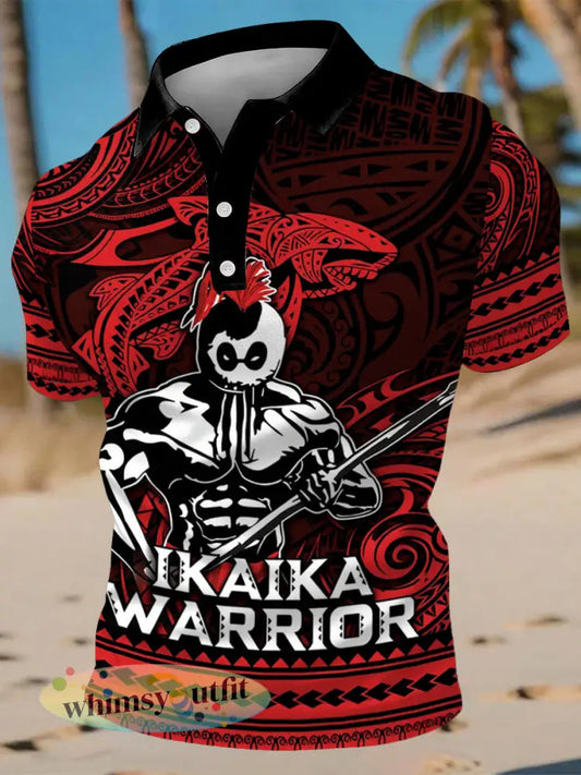 Heren Hawaii Ikaika Warrior Print Casual Top - als foto / S